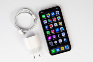Apple iPhone 11 Pro Max, display, apps, programs, Apple accessories, lightning cable, USB-C 18W power adapter, white background, Apple iPhone 11 Pro Max, display, apps, programs, Apple accessories, lightning cable, USB-C 18W power adapter, white background,